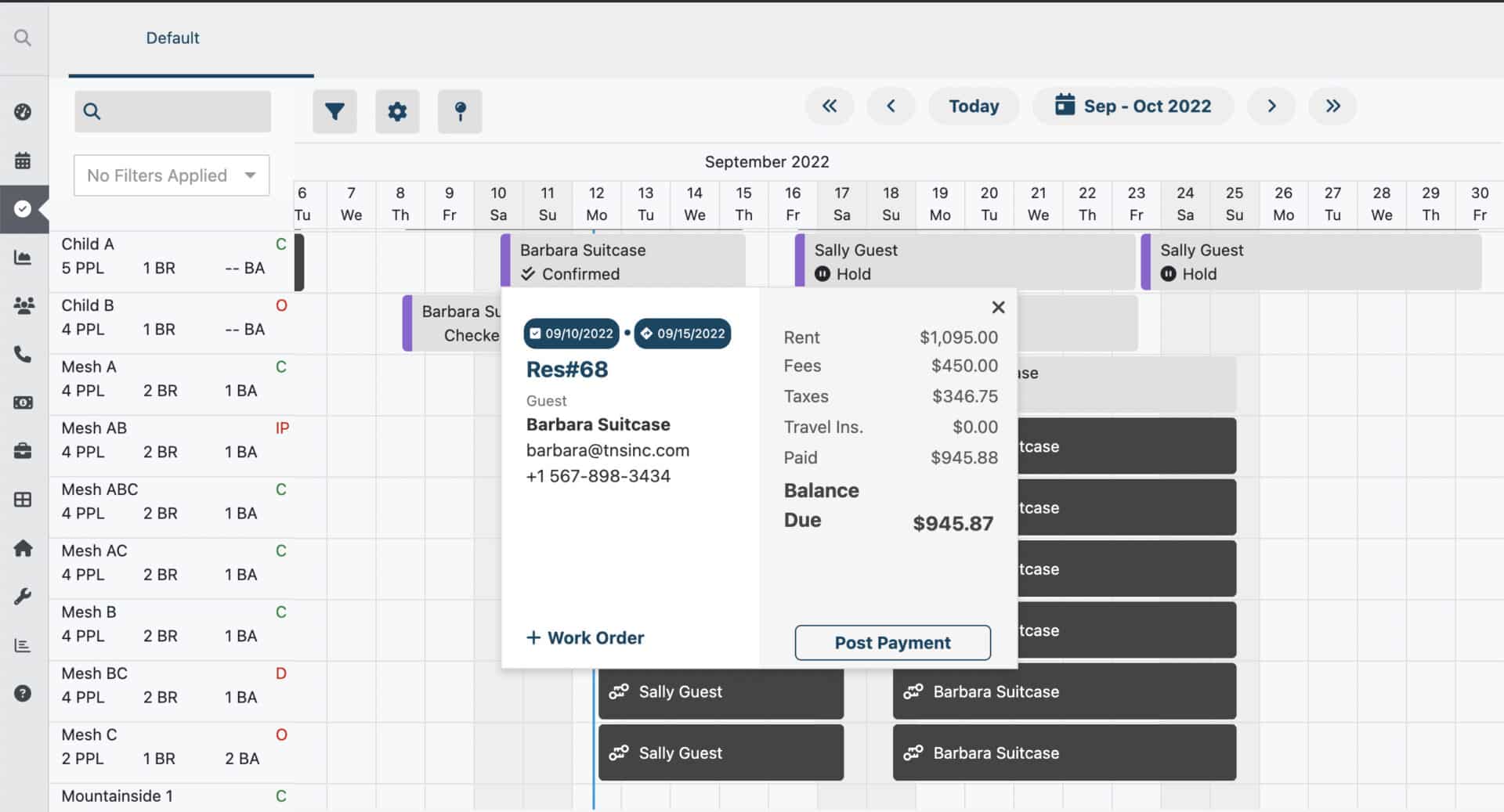 Screenshot of TrackPMS tape chart