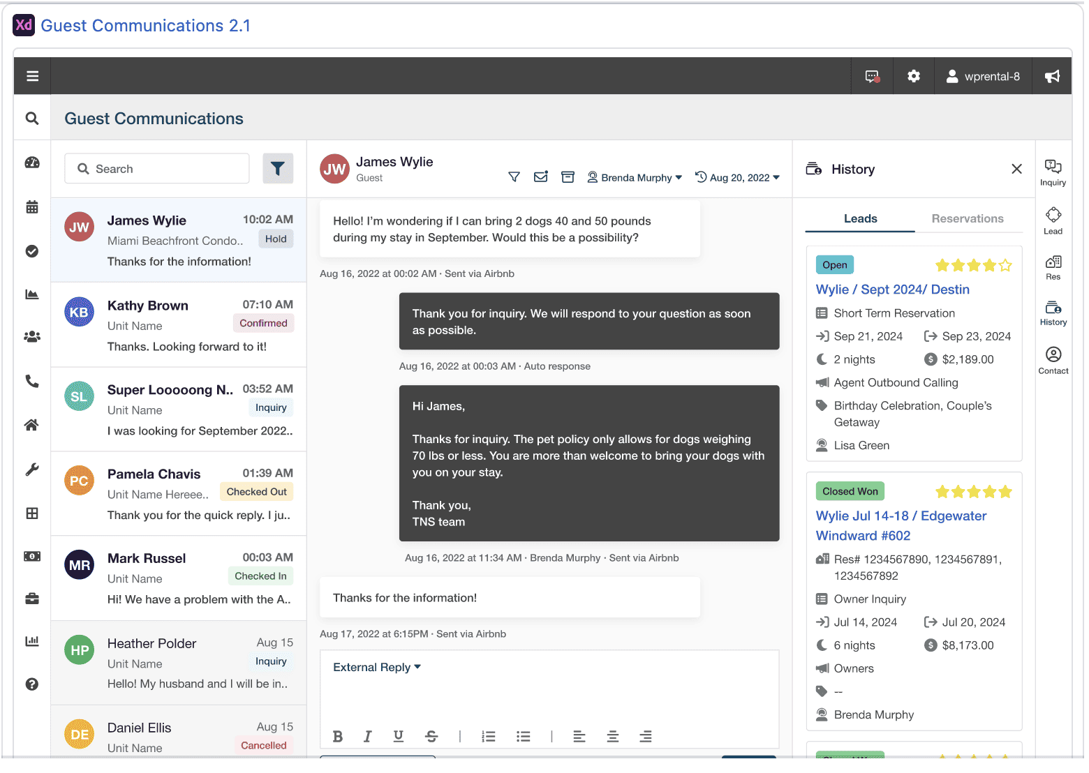View a Lead in Guest Communications