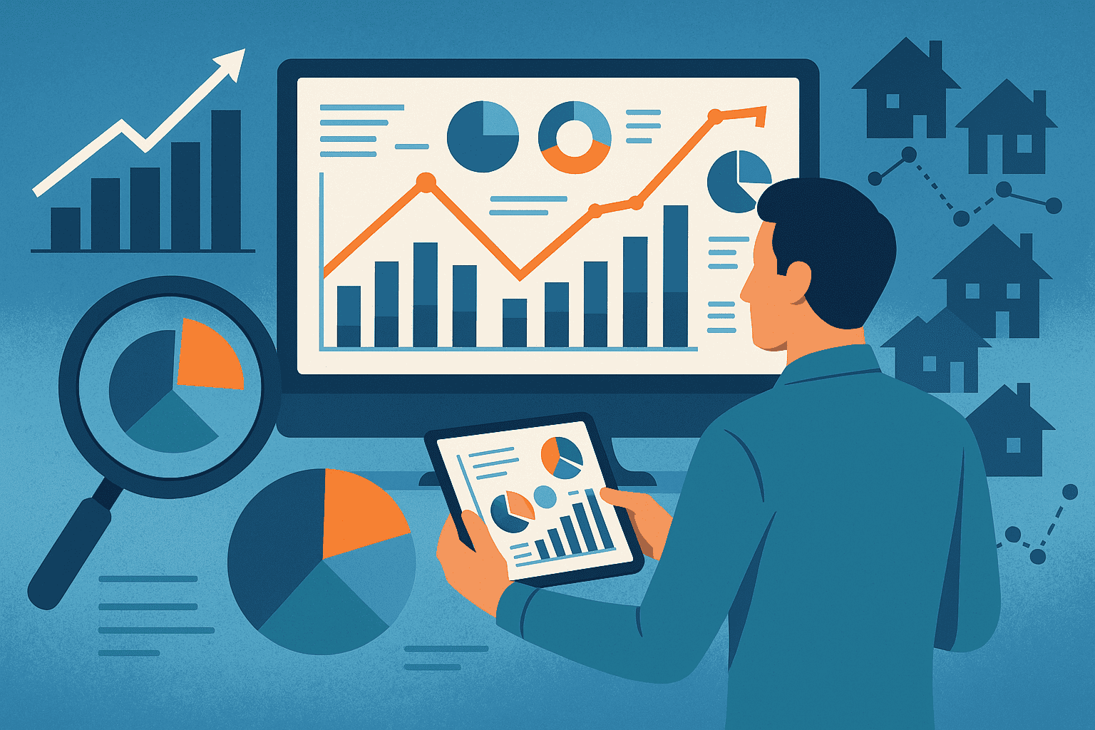 Illustration of operator looking at hospitality data