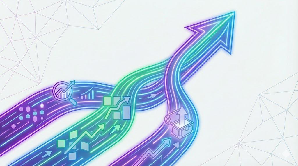3 arrows converging to represent the best blogs of 2025